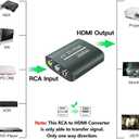 RCA to HDMI Converter, AV to HDMI for Xbox,PS One,PS2,PS3,N64,Wii,VCR,VHS,STB,Blue-Ray DVD Players,TV, 720p,1080p, Support PAL, NTSC, SECAM, Plug and Play, 5V Power, 22 Pins, 8 Channels