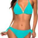 Tempt Me Women Triangle Bikini Sets Halter Two Piece Sexy Swimsuit String Tie Side Bathing Suit, Size  M