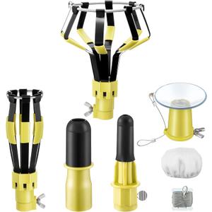 Dreyoo 4 Pieces Set Light Bulb Changer, Suction Cup and Cage Changer for Incandescent, Floodlight, Broken Bulb and Recessed Lights, Compatible with Standard Extension Pole, Pole Not Included (Yellow)