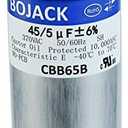 BOJACK 45+5uF 45/5MFD ±6% 370V CBB65 Dual Run Circular Start Capacitor for AC Motor Run or Fan Start or Condenser Straight