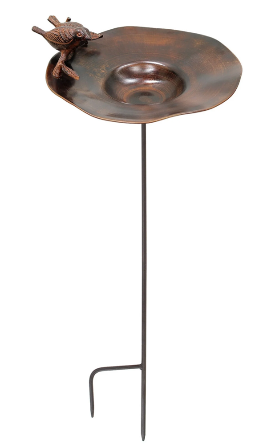 Antiqued Birdbath & Garden Stake