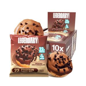 Legendary Foods Cinnamon Roll 22g Protein Bars  Gluten-Free, Low Carb Meal Option  Sweet Zero Sugar Snack, Keto-Friendly  10-Pack High Protein Pre- or Post-Workout Nutrition Bars - Milk Chocolate
