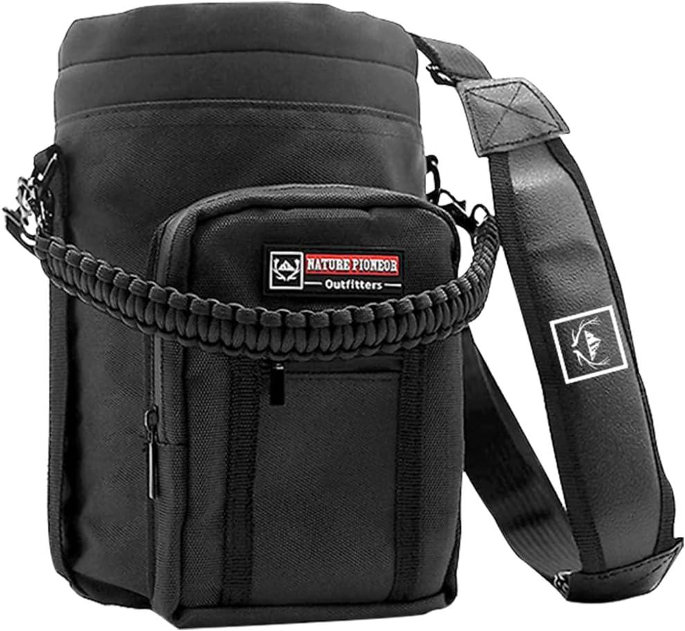 NATURE PIONEOR Insulated Water Bottle Holder with Shoulder Strap for One Gallon 128OZ Sports Water Jugs Bottles Sling, Carrier/Pouch Sleeve for Outdoor Camping, Hiking,Gym