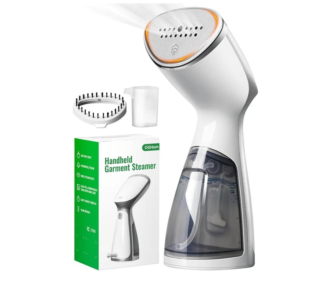 OGHom Portable Travel Handheld Steamer for Clothes, Garment Wrinkle Remover, 1000W Strong Penetrating Fabric Steamer, for Home, Office, Travel (ONLY FOR 120V) -White
