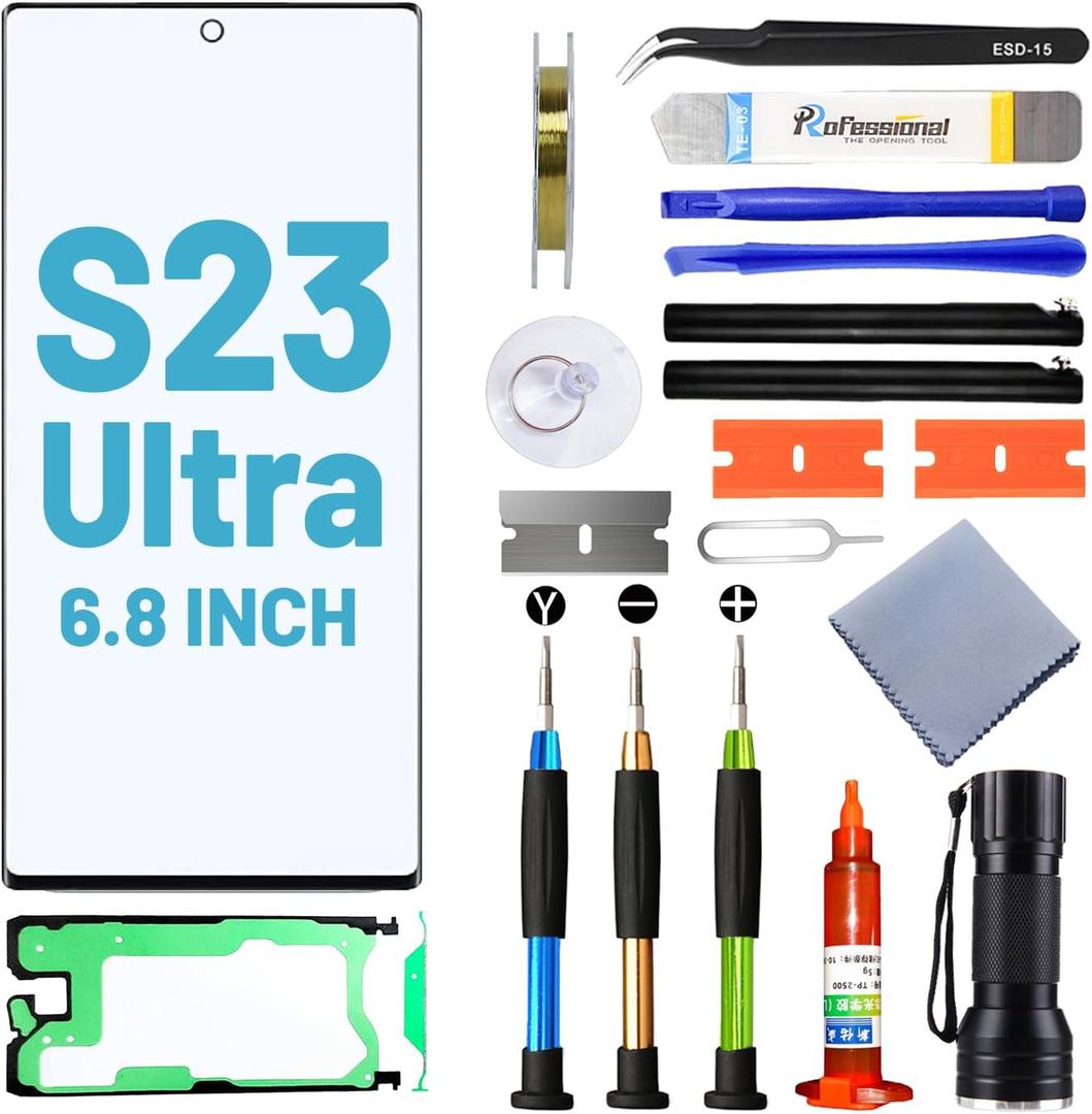 Screen Replacement for Samsung Galaxy S23 Ultra,Replacement Screen for Galaxy S23 Ultra Series 6.8 inch,Screen Repair Kit with Waterproof Adhesive(NO OLED & Touch Digitizer) Screen Replacement for Samsung Galaxy S23 Ultra,Replacement Screen for Galaxy S23 Ultra Series 6.8 inch,Screen Repair Kit with Waterproof Adhesive(NO OLED & Touch Digitizer)