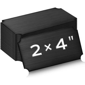 Therwen 30 Pcs Name Plates Laser Engraved Brushed Stainless Steel Plate Personalized Plaque Blank Custom Name Tag Frame Label with Adhesive Backing(Black, 4''x 2'', Notched Corner)