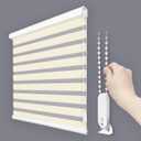 Foiresoft Custom Zebra Blinds for Windows [W10-110 x H10-115 Inch, Ivory, Basic], Light Filtering Dual Layer Roller Shades, 13 Colors, Customizable Options
