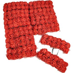 144 Pcs Mini Artificial Rose Flower Heads - 25mm Faux Roses for DIY Wedding Decor, Hair Clips, Cake Toppers, and Party Crafts (144, Red)