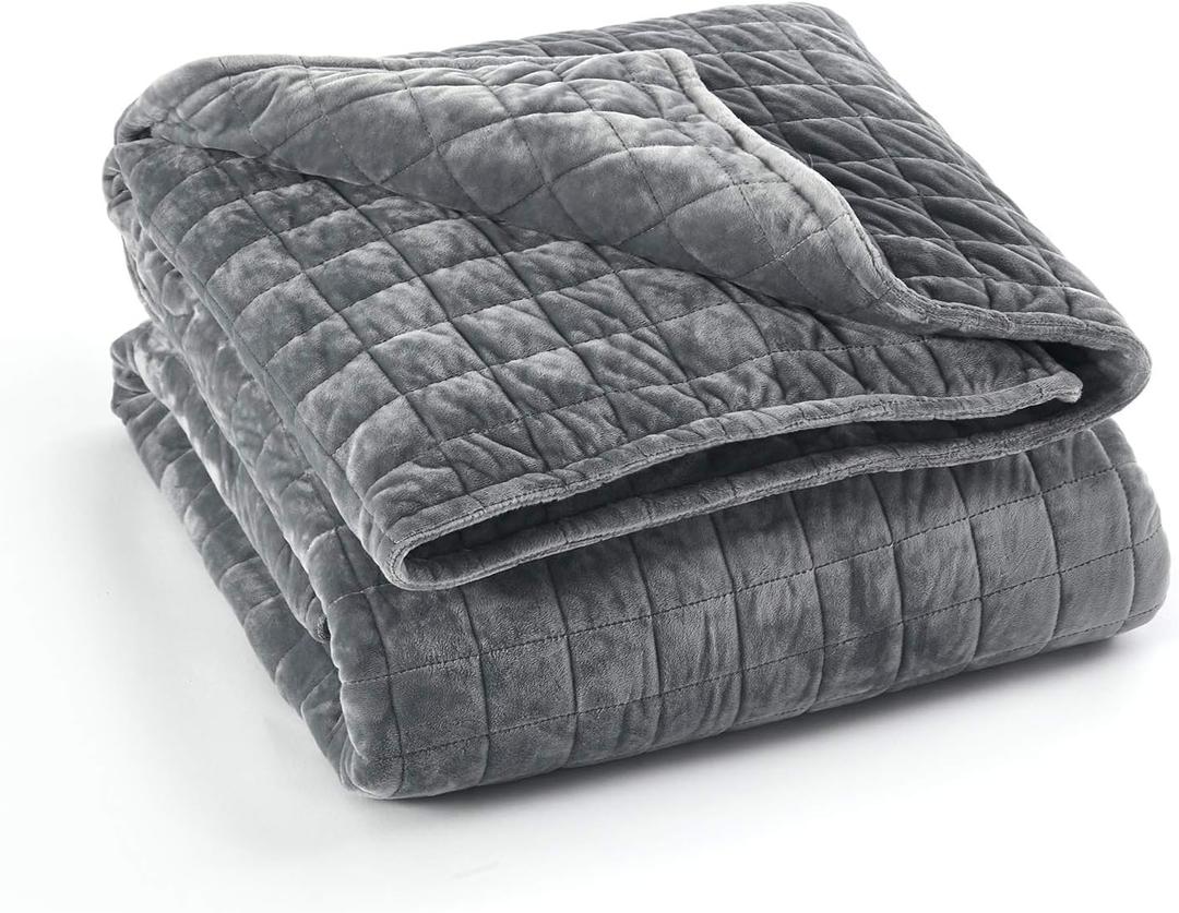 60''x80'' Duvet Cover for Weighted Blanket | Super Cozy and Warm | Double-Side Square Quilted Minky | Dark Grey