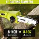 EWORK 20V 8" Cordless Pole Saws for Tree Trimming with Battery & Charger | Tool-Less Chain Tensione, Lightweight Electric Pole Chain saw with 4-Angle Adjustable Head
