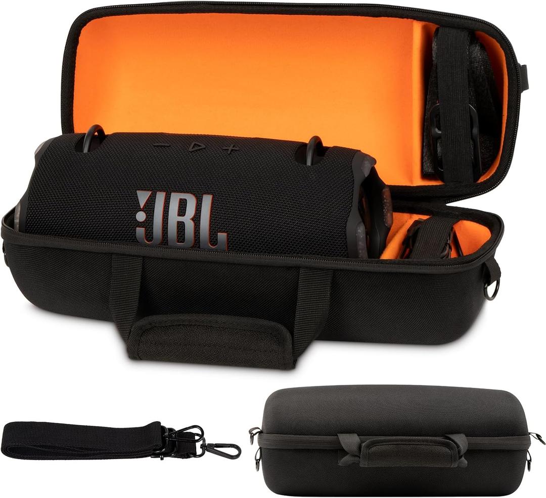 Hard Case Compatible with JBL Xtreme 4/Xtreme 3 Bluetooth Speaker,Travel Carrying Storage Holder Bag with Replacement Shoulder Strap Fit for Charger Adapter and Accessories (Black)