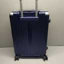 SOMODE Airline Approved Carry On Luggage with Spinner Wheels,Aluminum Framed Carry On Suitcase with Front Laptop Compartment/Cup Holder,22×14×9 inch Checked-in Luggage with Flexible Handle (Blue)