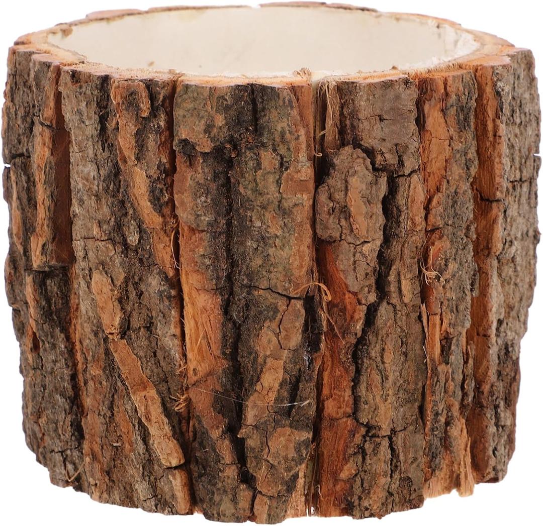 Tofficu Log Wood Pen Holder 4.92X4.33X4.33In Rustic Desktop Pencil Organizer 2-Pack for Office Supplies Makeup Brush Storage and Home Desk Accessories