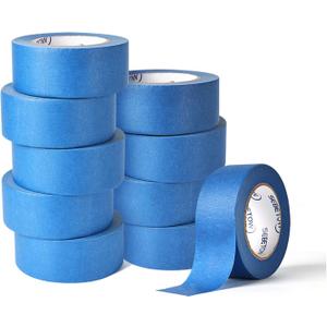 10 Rolls Painters Tape 2 inch Bulk Painter Tape Blue Wide Roll, Blue Masking Tape, 2 Inches x 55 Yards for General Purpose Wall Painting, Home Improvement
