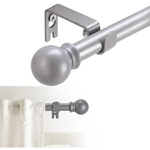 GXOACKJ Curtain Rods for windows 32-48 inch, 5/8 inch Decorative Silver Splicing Heavy Duty Metal Curtain Rod set with Brackets