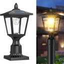 Solar Post Lights, 3000K Dusk to Dawn Solar Lamp Post Light with Pier Mount Base, Solar Post Lights Outdoor Waterproof for Garden Yard Landscape Pole Pillar, Outside Decorative Lamp(Warm White)