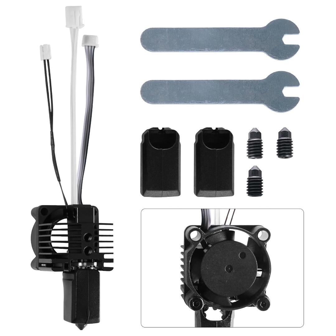 Comgrow X1 Series 3D Printers Hotend Kit, X1 Carbon, X1, X1C Full Assembly Hot End with Fans, Thermistor, Hardened Steel Nozzle and Heating Block, Extruder Replacement for Bamboo Lab X1 Carbon/X1/X1C