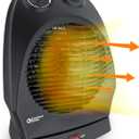 Comfort Zone Oscillating Space Heater with Adjustable Thermostat, Desktop, Fan-Forced, Portable, Overheat Sensor, Tip-Over Switch, Stay-Cool Housing, Ideal for Home, Bedroom, Office, 1,500W, CZ50BK