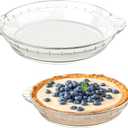 2-Pack (7"/8") Glass Baking Dish Set, Round Pie Glass Bakeware Pie Baking Dishes with Handles for Snacks Salads Desserts Dishwasher, Microwave, Freezer & Oven Safe (Clear)