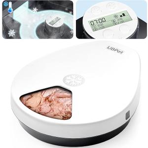 UBPET F10 Automatic Cat Feeder Wet Food, Semiconductor Cooling 5 Meal Timed Meat Dispenser, 24-Hour Freshness 3 Cooling Modes, Dry and Wet Food Automatic Feeder for Cats and Dogs