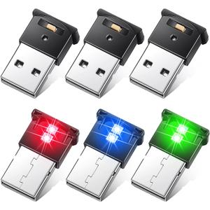 Frienda Mini USB LED Light, Car LED Interior Lighting 5V Smart USB Atmosphere Light, Laptop Keyboard Office Decoration Night Lamp, Adjustable Brightness, 8 Colors(6 Pieces)