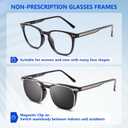 DEHOTRE Non Prescription Glasses Eyeglasses Men with Magnetic Clip On TAC Polarized Sunglasses Acetate Frame Clear Lens (Black)