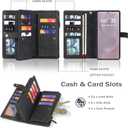 TwoHead for Samsung Galaxy S25 Edge Wallet Case with Card Holder, Detachable Magnetic Phone Case for S25 Edge,PU Leather All-Round Protective Phone Cover with Wrist Strap,6.7 in,Black