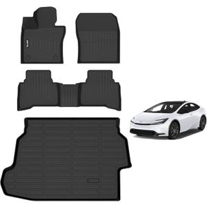 AIPOIL Floor Mats & Cargo Liner Set for 2023 2024 2025 Toyota Prius & Prius Prime (PHEV) All Weather Protection Anti-Slip Automotive Floor Liners Full Set Automobile mats Accessories, Black