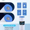 POOLPURE PLFPCC80 Pool Filter Replaces Pentair CCP320, Pleatco PCC80-PAK4, Ultral-A5, Unicel C-7470, R173573, Filbur FC-1976, 178580, 817-0081, Clean and Clear Plus 320, L x OD:20"x 7", 4X80 sq.ft.