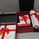 Gift Box for Present, Set of 5 Gift Boxes with Lids, Boxes for Gifts, Red Gift Boxes with Ribbon for Valentine's Day, Anniversaries, Birthday, Weddings, etc.(Red/White)