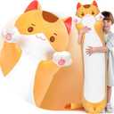 Long Cat Plush Body Pillow  Cute Brown Cat Plushies Soft Stuffed Animal, Extra-Long Cuddle Pillow, Gift for Kids & Girls 20" (19.6 inches)