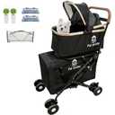 XL Extra-Large Double Pet Stroller, Running&Travel Pet Cart with Weather Cover, Cat&Dog Stroller for Large/Medium/Small Pets, Outdoor Pet Supplies Size: (16.1"(D)28"(W)38.6"(H))