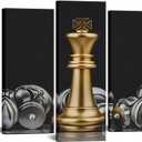 VANSEEING 5 Panel Chess Canvas Wall Art Prints King and Knight Game Picture Painting Black and Gold Artwork for Home Office Decoration Ready to Hang, 12x20inchx2pcs+12x28inchx2pcs+12x32inchx1pc