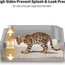 Stainless Steel Litter Box, Extra Large Litter Boxes for Big Cats, XL Metal Cat Litter Box with High Sides Lid, Anti-Urine Leakage, Never Absorbs Odors, Easy Cleaning, Non-Stick, Include Scoop and Mat