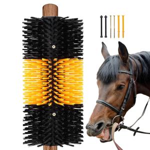 Livestock Scratching Brush, 1pcs/ 2pcs Cattle Scratcher Brush Horse Brushes Full Massage Grooming Too; Relieve Itching on Back of Livestock for Horse, Cow, Goat (Black-Yellow, 1pcs)