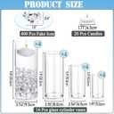 20 PCS White Floating Candles and 16 PCS Glass Vases for Centerpieces with 400 Fake Ice Acrylic Rocks Vase Filler Floating Candle Centerpieces for Tables Party Wedding Home Decoration