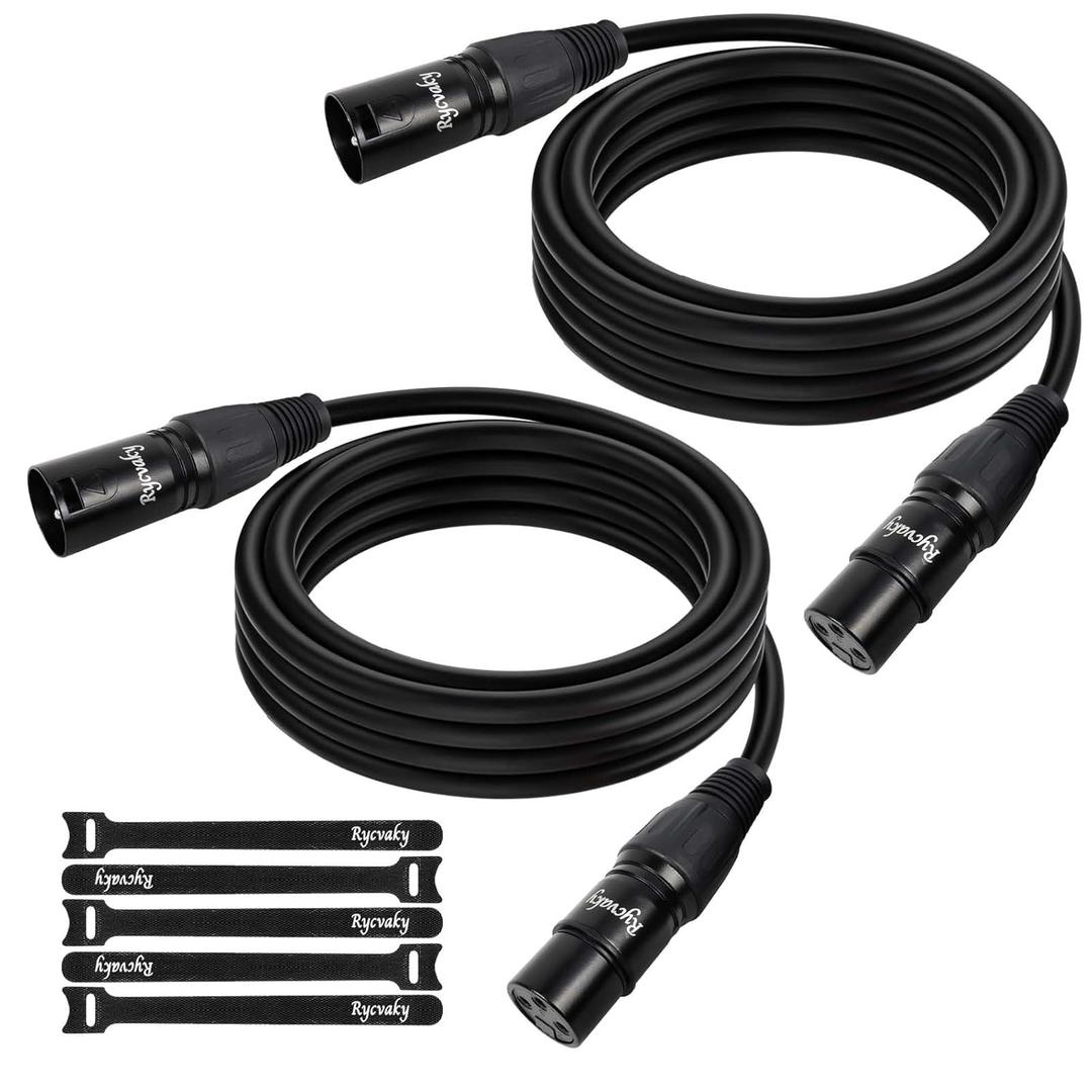 DMX Cable with XLR Connectors,3-Pin Shielded Signal DMX Lighting Cable for Stage Lights, LED Par Cans, DJ Moving Head Par Light & Pro Audio Mic Mixer Recording Studio, 10ft/2 Pack