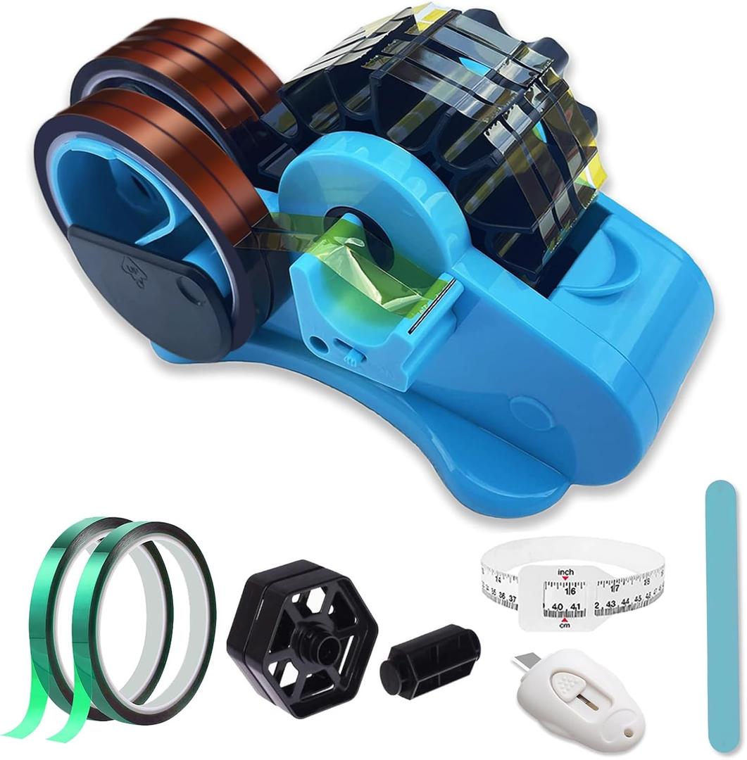 MECOLOUR Multi-Roll Heat Tape Dispenser 6 pcs Sublimation 1" + 3" Core Double Reel Cores Sublimation for Heat Transfer Tape, Semi-Automatic Tape Dispenser with Compartment Slots Set -Blue