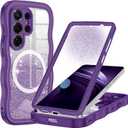 Hekodonk for Galaxy S26 Ultra Case Magnetic,[Cute Wave][Compatible with Magsafe][Built-in Tempered Glass Screen Protector] [Glitter Card] Full Body Bling Case for Samsung Galaxy S26 Ultra,All Purple