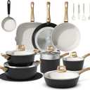 Bazova 25-Piece Pots and Pans Set Non Stick,Titanium Ceramic Cookware Set Non Toxic,Long-Lasting,PFAS Free,Induction Compatible,Complete Kitchen Set for All Family Cooking Needs