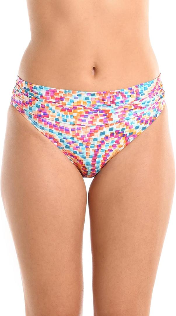 La Blanca Women's Banded Hipster Bikini Swimsuit Bottom (12, Multi//Pebble Beach)