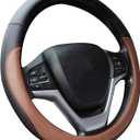 Microfiber Leather Steering Wheel Covers Universal 15 inch (Brown