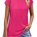 WEESO Womens Summer Tops 2025 Cap Short Sleeve T Shirts Trendy Dressy Casual Crew Neck Loose Fit Shirts (Large)