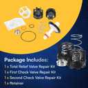 3/4" 009M3 Total Repair Kit for Watts 0888527 & LF009M3, Backflow Preventer Rebuild Set RK 009M3-T, Includes 1st & 2nd Check + Relief Valve Parts with Lubricant