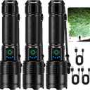 Rechargeable Led Flashlight High Lumens - 99,000lm Bright Powerful Flash Light with 5 Modes, Waterproof Handheld Linterna for Home, Camping(3 Packs)