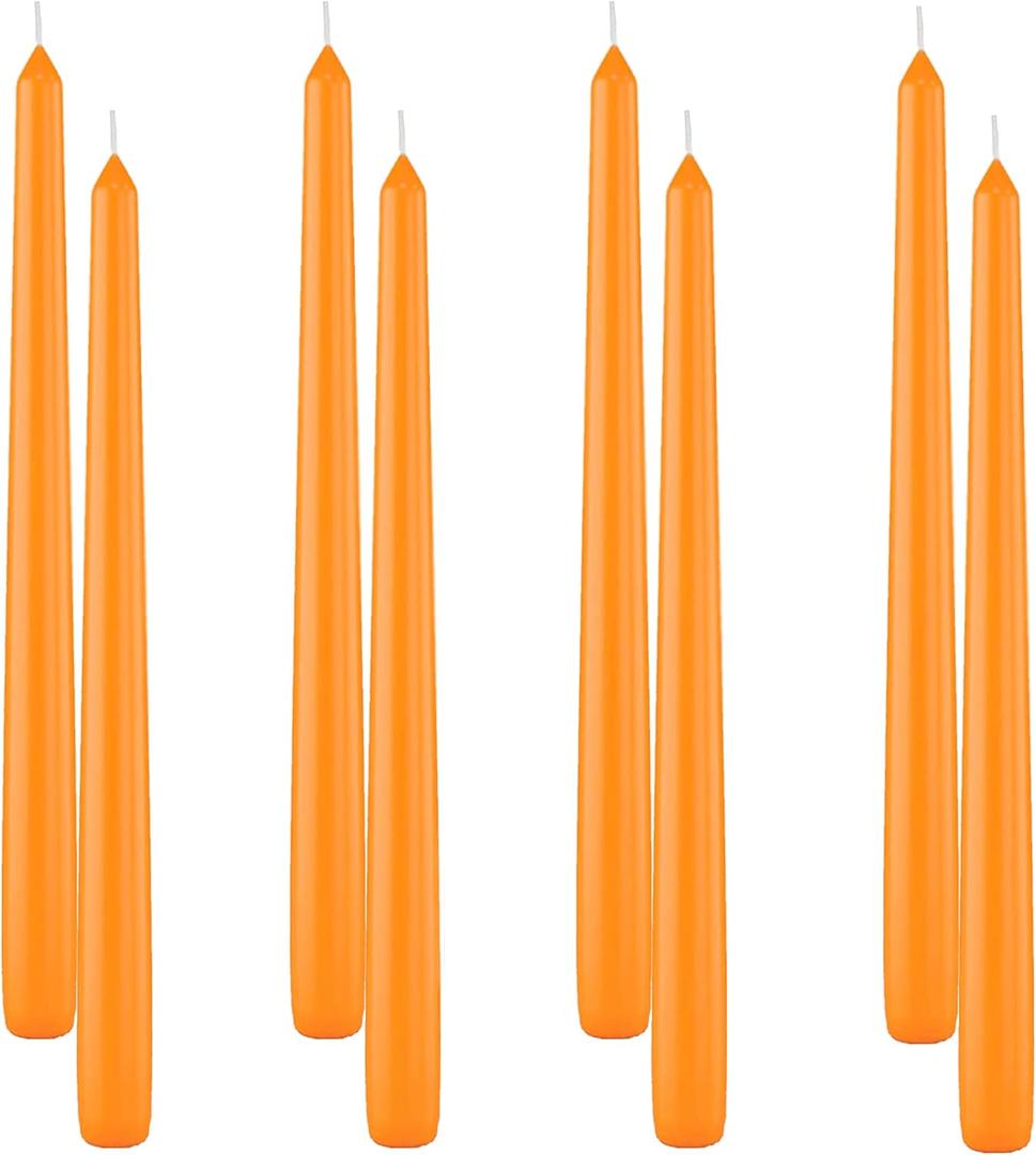 Smokeless and Dripless Scented Orange Taper Stick Candles for Decorations Dinner Table Wedding Birthday Party Home Decor Festival (Pack of 8)