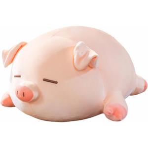 Pig Stuffed Animal Plush Pillow - 15.7'' Kawaii Soft Pig Hugging Pillow, Adorable Cuddle Plush Toy, for Kids, Girlfriend, or Adults, Perfect for Christmas and Birthdays (Squint, 15.7in)