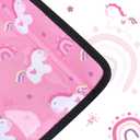 Kids Tray Table Cover, Airplane Tray Cover with Pockets, Airplane Travel Essentials for Kids, Portable Airplane Must Haves for Toddler on Plane or Train and Flying Supplies (Pink)