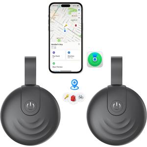 Tracker Tags, Work with Apple Find My (iOS Only), Tracking Device Item Finder Locator Smart Tag for Luggage, Keys, Wallet, Bike (Black, 2 Pack)