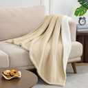Casual Living Sherpa Throw Blanket Plush Fuzzy Cozy Fleece Throw for Couch Bed or Sofa Living Room and Bedroom Decor Washable Reversible Premium Warm Super Soft Blanket, 50-inch x 60-inch, Beige
